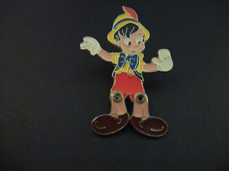 Pinokkio ( gemaakt door poppenmaker Geppetto) houten pop. emaille plaatje, is beweegbaar